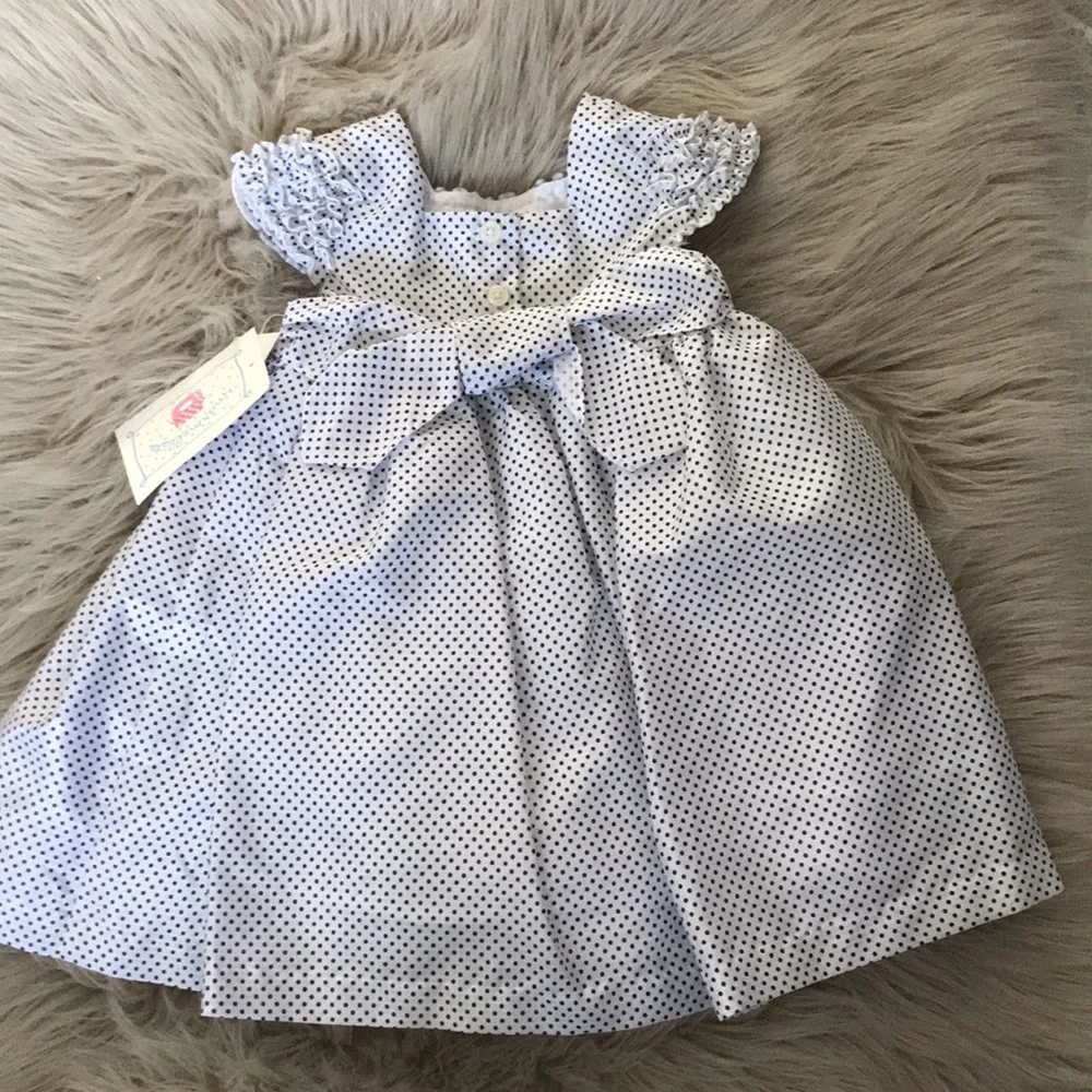MARMELLATA Satin Dots Raffle Roses Formal Baby Girl Dress | 12 Months
